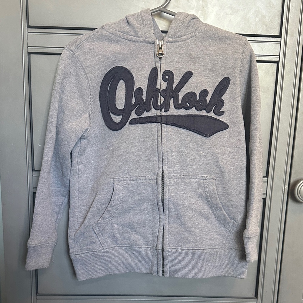 OshKosh B'gosh Kids Light Gray Zip-Up Hoodie size 5
